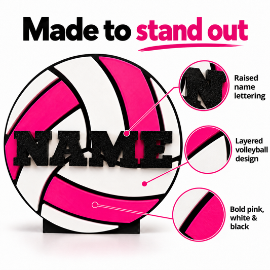 Personalized Volleyball Name Sign – Custom Colors & Optional Jersey Number or Class Year